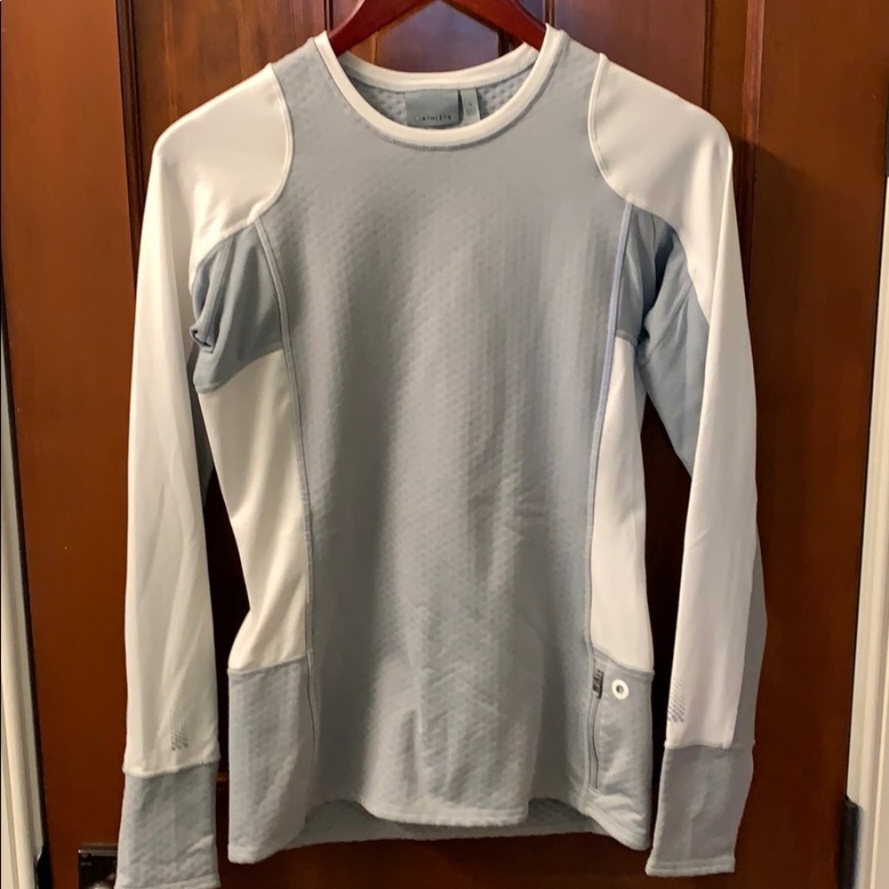 Athleta long sleeve white and gray top